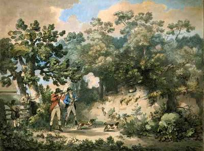 Caccia al fagiano, inciso da Thomas Rowlandson, pub. da J. Harris da George (after) Morland