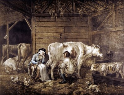 La stalla (mezzotinto) da George (after) Morland