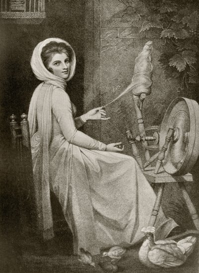 Lady Hamilton come La Filatrice, inciso da Thomas Cheesman, da 