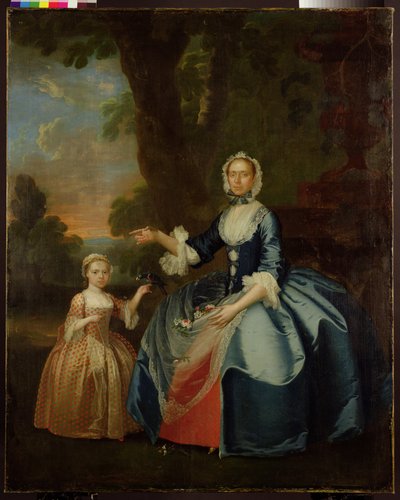 Ritratto di Mrs Dawson di Retford e sua figlia, c.1749 da George (attr.to) Stubbs