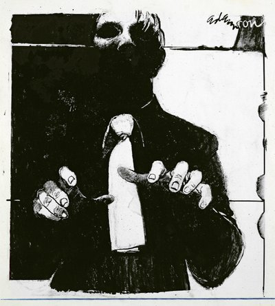 Illustrazione per Nursing a Blind Patient, un articolo in Nursing Times, pubblicato il 30 ottobre 1975 da George Adamson