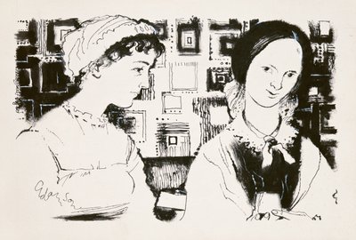 Jane Austen (1775-1817) e Charlotte Bronte (1816-55) - un incontro immaginario da George Adamson