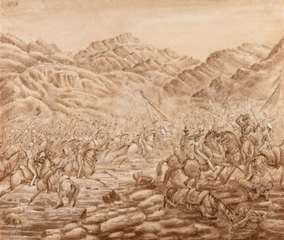 Carica della cavalleria della retroguardia nella battaglia di Tezeen da George Alfred Croly