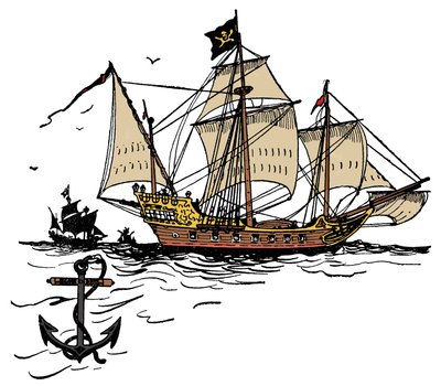 Una nave pirata al largo dell
