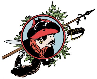 Medaglione con ritratto di pirata. Illustrazione da 