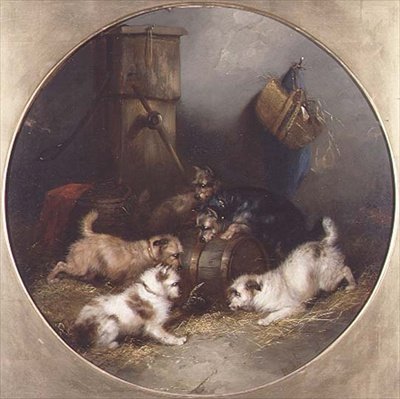Terrier che Cacciano Ratti in un Granaio da George Armfield