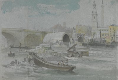 La Demolizione del Vecchio Ponte di Londra da George Arnald