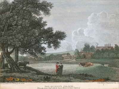 Il Palazzo della Regina, dal Green Park con la Casa della Guardia a Story