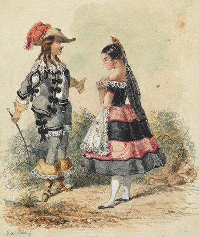 Cavaliere e Cameriera in Costume Spagnolo da George Augustus Sala