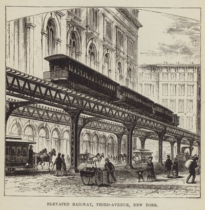 Ferrovia sopraelevata, Third Avenue, New York da George Augustus Sala