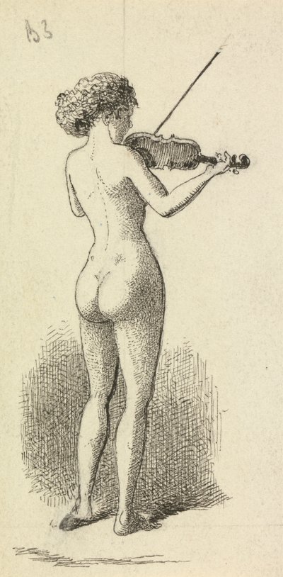 Donna nuda che suona il violino da George Augustus Sala