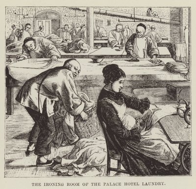 La stireria della lavanderia del Palace Hotel da George Augustus Sala
