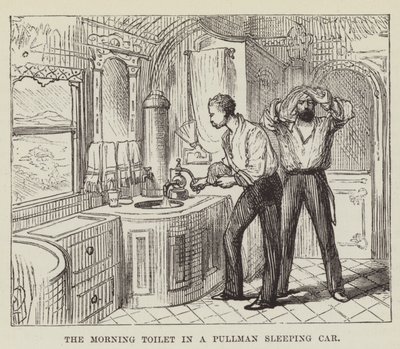 La toilette del mattino in una carrozza letto Pullman da George Augustus Sala
