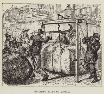 Pesatura delle balle di cotone da George Augustus Sala