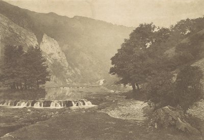 Ingresso a Dove Dale, Derbyshire, anni 1880, stampato 1888 da George Bankart