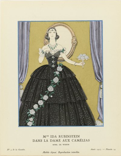Mme Ida Rubinstein in La signora delle camelie, Gazette du Bon Ton, 1923 da George Barbier