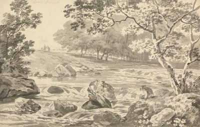 Fiume con pescatore da George Barret