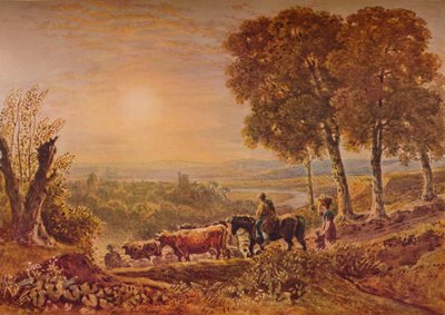 Tramonto con bestiame, 1841 da George Barret the Younger