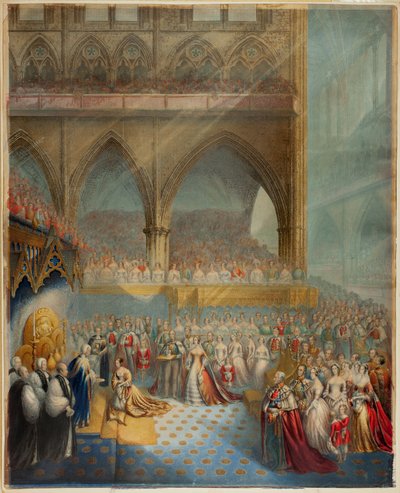 Sua Graziosissima Maestà la Regina Vittoria riceve il sacramento durante la sua incoronazione da George Baxter