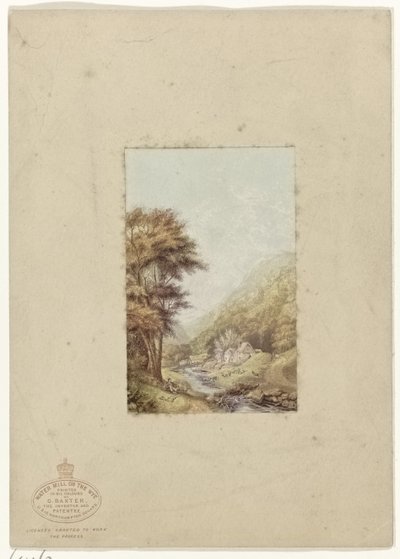 Paesaggio collinare con ruscello da George Baxter