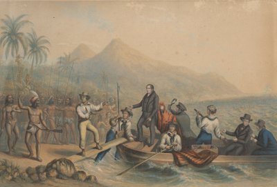 La ricezione del reverendo J. Williams a Tanna nei Mari del Sud, il giorno prima di essere massacrato da George Baxter