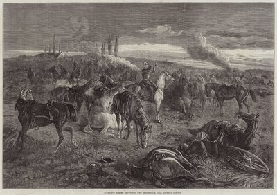 Cavalli senza cavaliere che rispondono alla chiamata del reggimento dopo una battaglia da George Bouverie Goddard