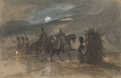 Campo a Chobham, 1853 con ufficiali e sentinella da George Bryant Campion
