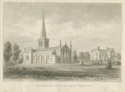 Hilderstone Church: disegno a seppia, 1841 da George Buckler