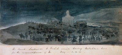 Gli eserciti francese, sardo e turco lasciano le linee di Balaklava per una ricognizione, circa 1854 da George Cadogan