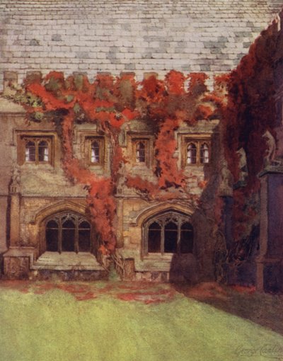Oxford: Le stanze del Principe di Galles, Magdalen College (litografia a colori) da George Carline