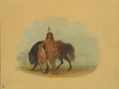 Un guerriero Cheyenne che riposa il suo cavallo da George Catlin