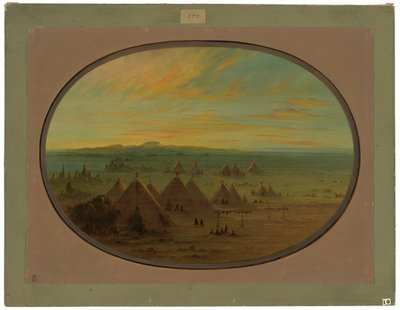Un villaggio di corvi sul fiume Salmon da George Catlin