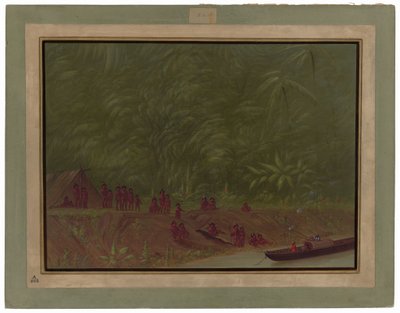 Accampamento Mura - Schizzo di barca da George Catlin