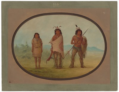 Un capo Yuma, sua figlia e un guerriero da George Catlin