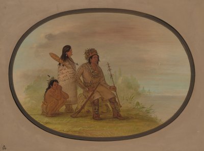 Un vecchio indiano Nayas, sua nipote e un ragazzo, 1855-1869 da George Catlin