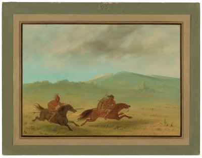 Un indiano Osage che insegue un Camanchee da George Catlin
