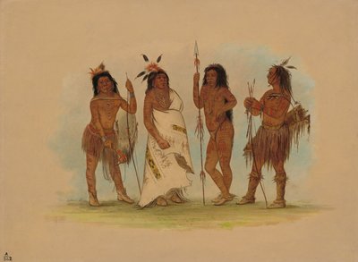 Capo Apachee e tre guerrieri, 1855-1869 da George Catlin