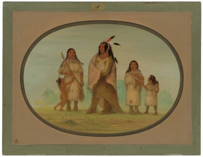Guerriero Assinneboine e la sua famiglia da George Catlin