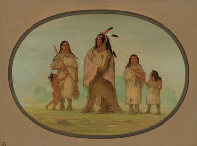 Guerriero Assinneboine e la sua famiglia da George Catlin