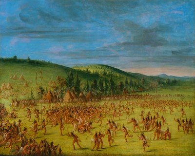 Il gioco della palla dei Choctaw: palla in alto da George Catlin