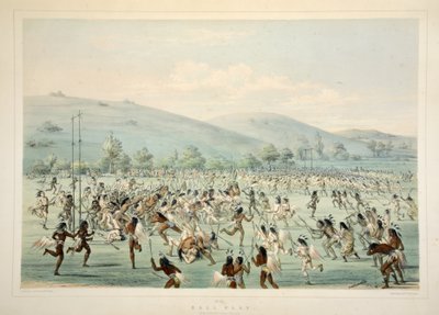 Gioco della palla, da Catlins North American Indian Portfolio. Hunting Scenes and Amusements of the Rocky Mountains and Prairies of America, pub. 1845 da George Catlin