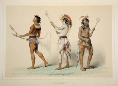 Giocatori di palla, da Catlins North American Indian Portfolio. Hunting Scenes and Amusements of the Rocky Mountains and Prairies of America, pub. 1845 da George Catlin