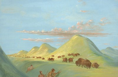 Batiste, Bogard e io ci avviciniamo ai bufali sul Missouri da George Catlin