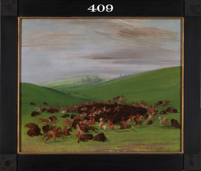 Buffalo Chase, un Surround degli Hidatsa da George Catlin