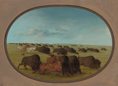 Caccia al bufalo, con incidenti, 1861-1869 da George Catlin