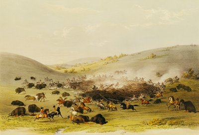 Caccia al bufalo, circondamento, c.1832 da George Catlin