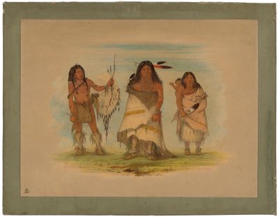 Capo Comanche, sua moglie e un guerriero da George Catlin