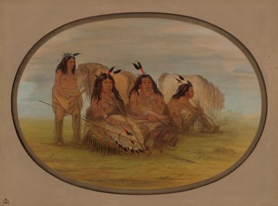 Capo Camanchee con tre guerrieri, 1861-1869 da George Catlin