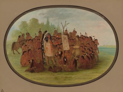 Catlin dipinge il ritratto di Mah-to-toh-pa - Mandan da George Catlin