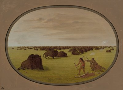 Catlin e indiano che attacca un bufalo, 1861-1869 da George Catlin
